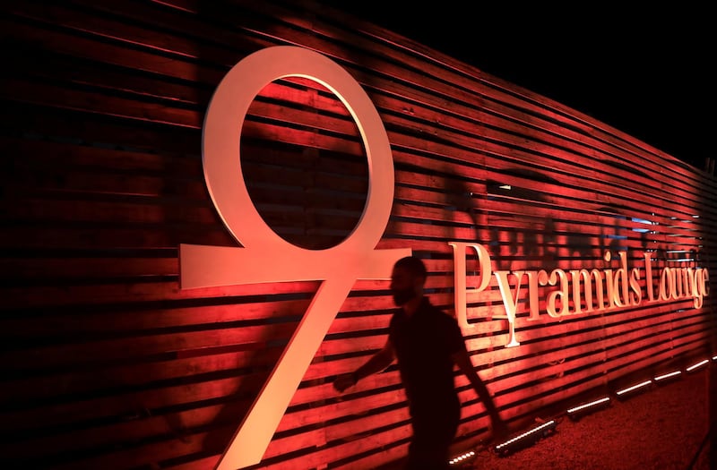 The sign for 9 Pyramids Lounge. Reuters