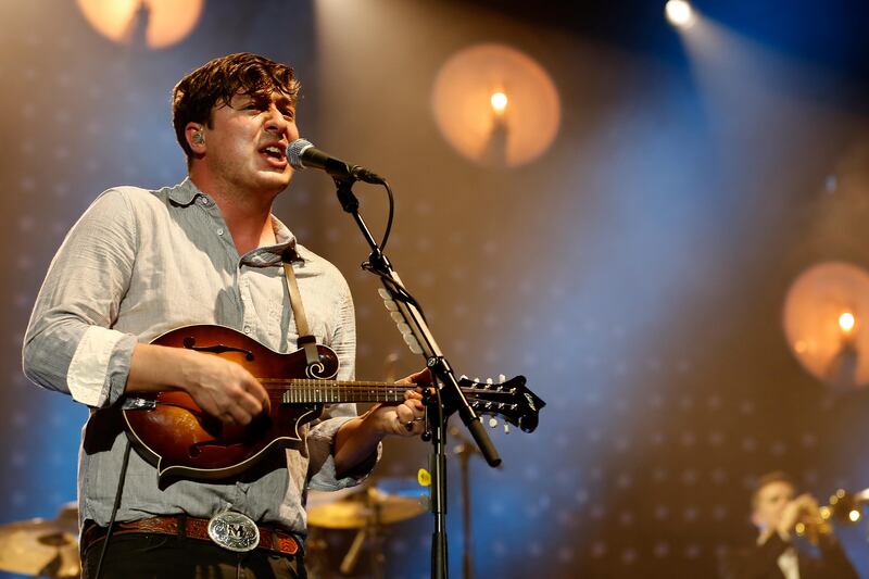 LONDON, ENGLAND - DECEMBER 11:  Marcus Mumford of Mumford and Sons performs live on stage at the 02 Arena on December 11, 2012 in London, England.  (Photo by Simone Joyner/Getty Images)