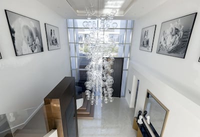 Dubai, United Arab Emirates - Reporter: Panna Munyal. Lifestyle. Homes. The crystal light installation. A peek inside a luxury home in DubaiÕs District One. Monday, February 15th, 2021. Dubai. Chris Whiteoak / The National