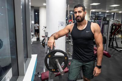 ABU DHABI, UNITED ARAB EMIRATES. 15 SEPTEMBER 2020. Ahmad Zahalqa, a Covid-19 survivor training at his gym. He still suffers shortness of breath when doing any form of intensive exercise. (Photo: Antonie Robertson/The National) Journalist: Haneen Dajani. Section: National.