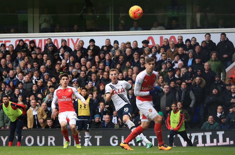 Harry Kane scores against Arsenal in the 2015-16 campaign. PA