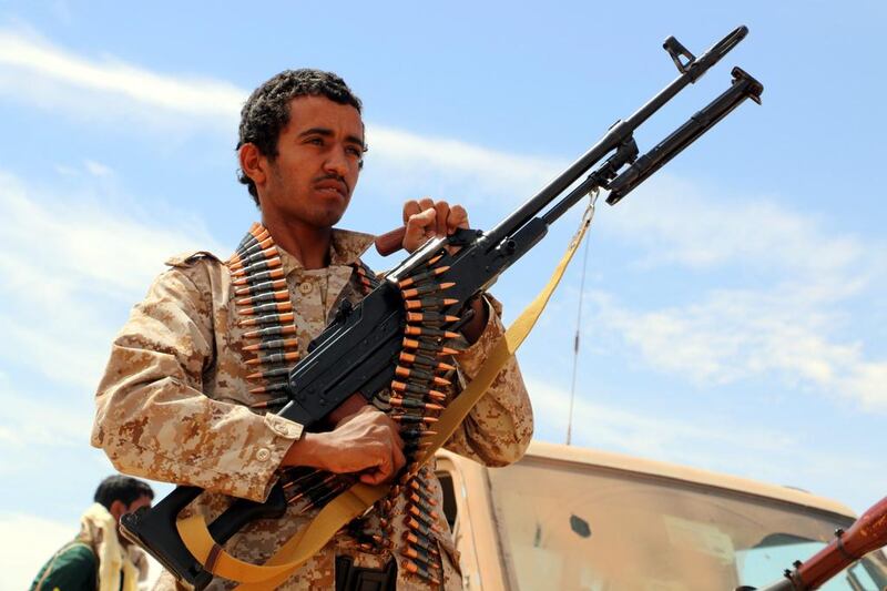 A pro-government fighter at a gathering of forces in Yemen’s eastern province of Shabwa ahead of an offensive against Al Qaeda-held southern towns. EPA / February 22, 2016