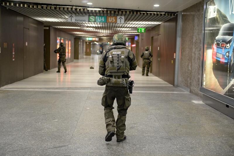 Special police secure the Karlsplatz underground station in Munich on July 22, 2016. Andreas Gebert / EPA
