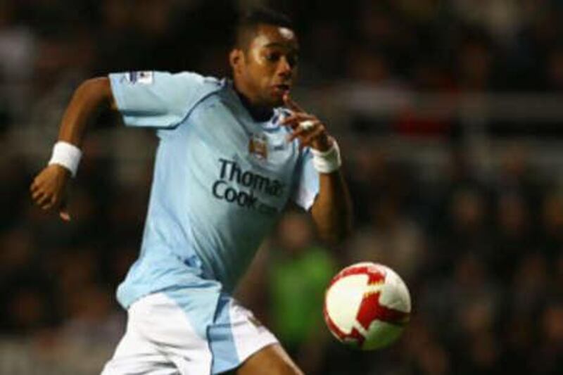 Robinho of Manchester City during the Barclays Premier League match between Newcastle United and Manchester City at St James' Park on Oct 20 2008 in Newcastle, England.