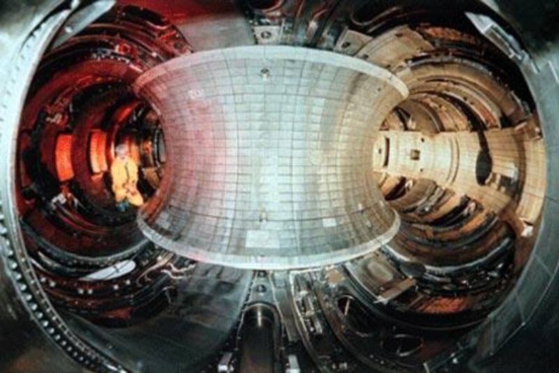 The Tokamak Fusion Test Reactor set the world record for fusion power in 1994 by generating 10.7 million watts for about one second.