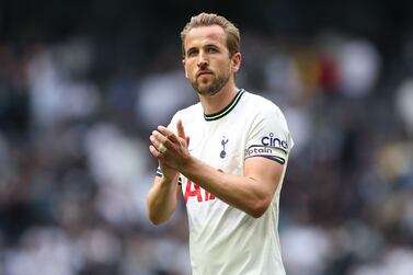LONDON, ENGLAND - MAY 20: Harry Kane of Tottenham Hotspur applauds the fans after the Premier League match between Tottenham Hotspur and Brentford FC at Tottenham Hotspur Stadium on May 20, 2023 in London, England. (Photo by Julian Finney / Getty Images)