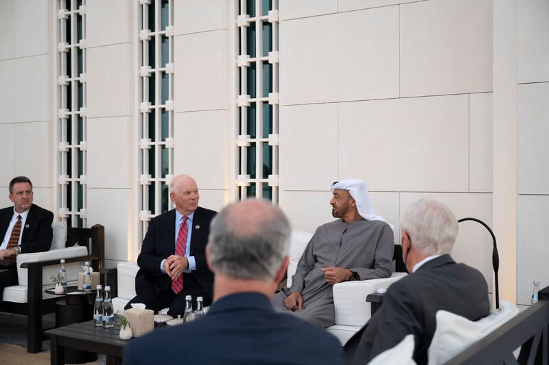 Sheikh Mohamed meets with Benjamin Cardin, US Senator at Al Shati Palace.