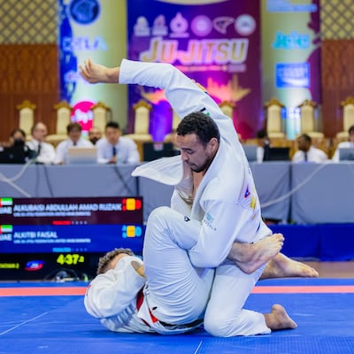 Faisal Al Ketbi on his way to victory over teammate Abdullah Al Kubaisi at the Thailand Grand Prix on May 20, 2023. – UAEJJF