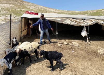 A Palestinian bedouin man looks after his sheep and goats amid concerns about the spread of the coronavirus disease (COVID-19) in al-Ubeidiya town near Bethlehem in the Israeli-occupied West Bank April 3, 2020. Picture taken April 3, 2020. REUTERS/Mustafa Ganeyeh