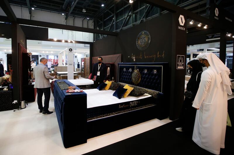 Beds on display at the Hotel Show Dubai, taking place from May 31 until June 2 at the World Trade Centre. EPA