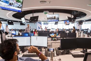 The National's newsroom in Abu Dhabi. The media outlet is expanding its audio and podcast offerings, including for Arabic-speaking audiences. The National