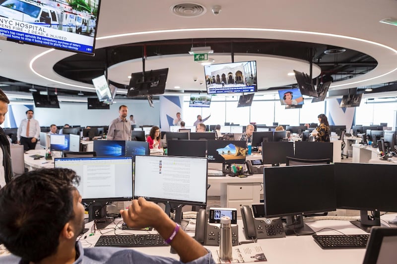 ABU DHABI, UNITED ARAB EMIRATES, 01 JULY 2017. General image of The National newspaper's news room at their new offices in TwoFour54. (Photo: Antonie Robertson/The National) ID: None. Journalist: None. Section: National.