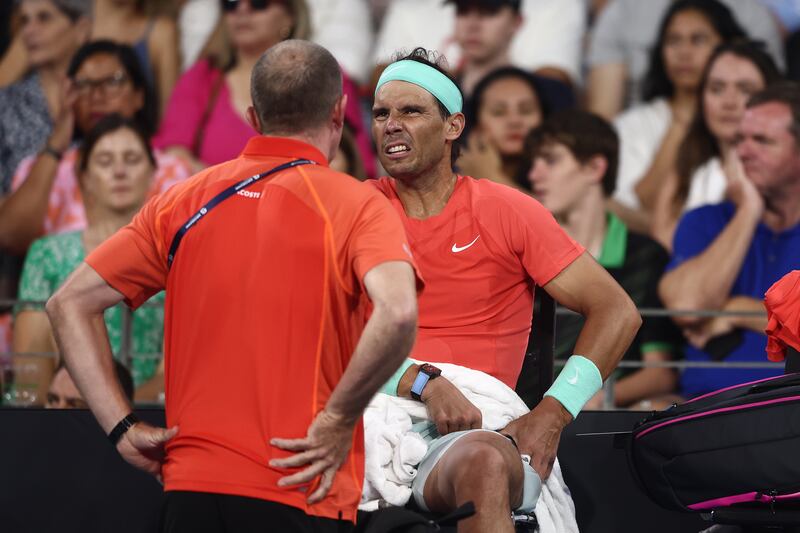 Rafael Nadal experienced pain in his thigh during his comeback at the Brisbane International. Getty Images