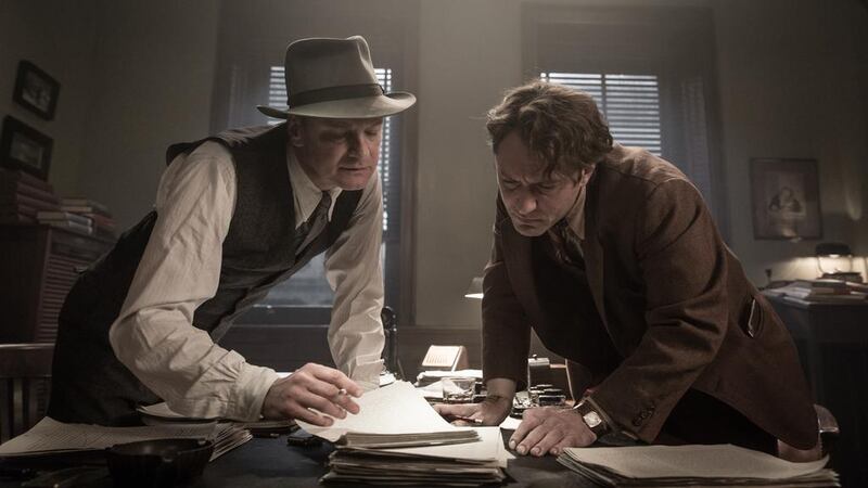 Colin Firth and Jude Law in Genius. Courtesy Lionsgate