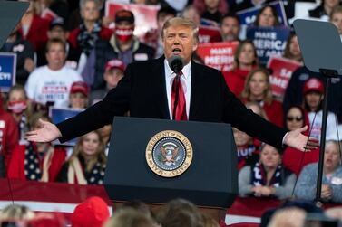US President Donald Trump speaks during a rally in Valdosta, Georgia, on Saturday. Trump is currently leading a divided Republican Party. Bloomberg