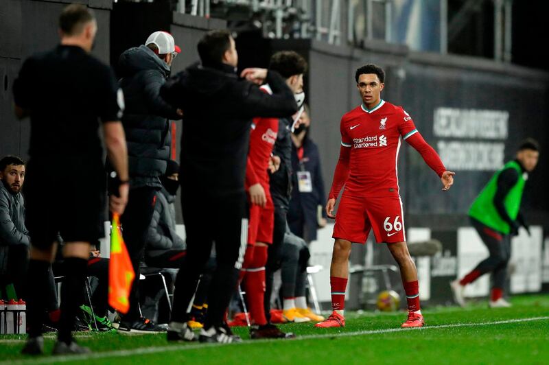 Trent Alexander-Arnold - 5: The Scouser was pinned back by Lookman and only began to range forward just before the break. He ran out of steam early and was taken off for Williams with 22 minutes left. AFP