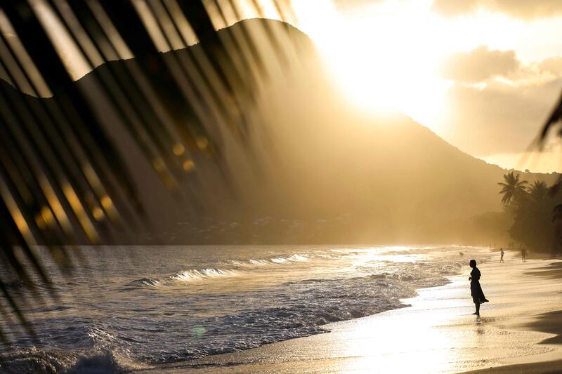 The "Plage du Diamant" ("Diamond beach") at sunset in Le Diamant on the French Caribbean island of Martinique. AFP