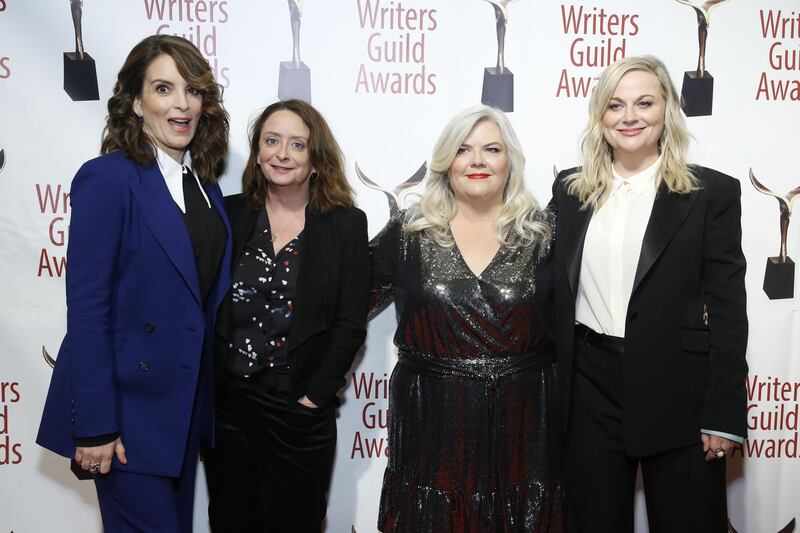 Tina Fey, Rachel Dratch, Paula Pell and Amy Poehler attend the 72nd Annual Writers Guild Awards at Edison Ballroom in New York City.   AFP