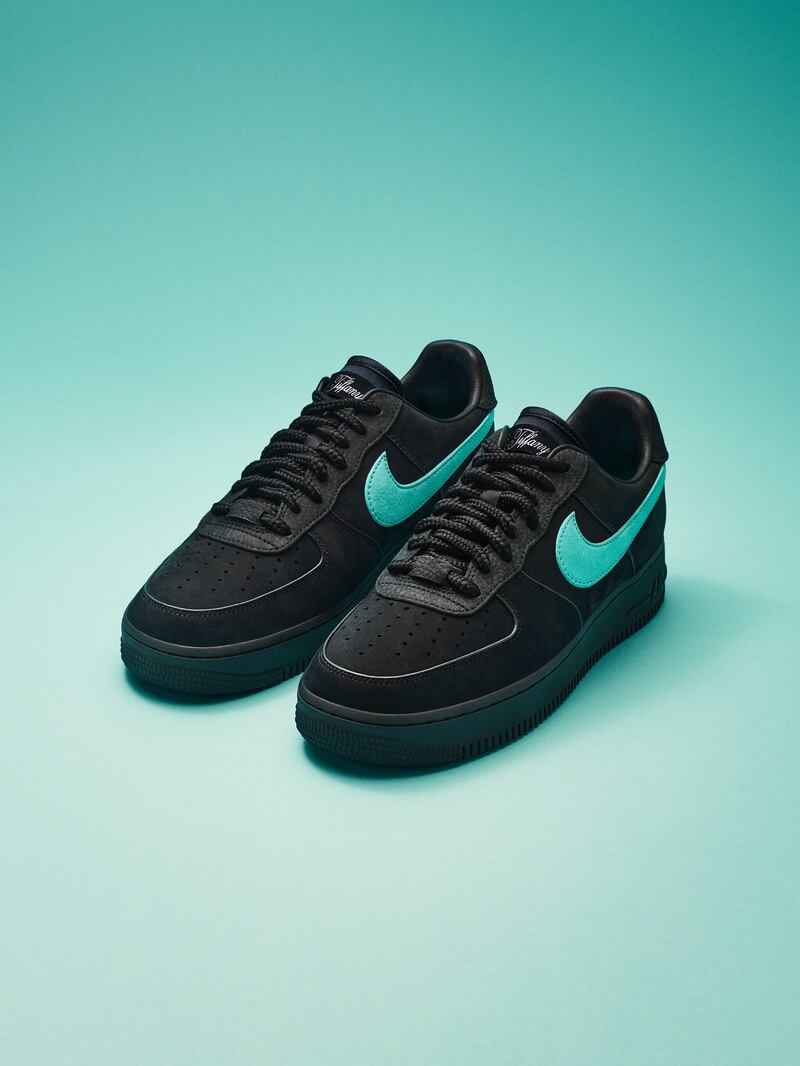 Jewellery house Tiffany & Co and Nike have confirmed rumours about a collaboration by simultaneously releasing images of a new trainer over the weekend. The trainers are black suede, with the swoosh in Tiffany blue. All photos: Tiffany & Co