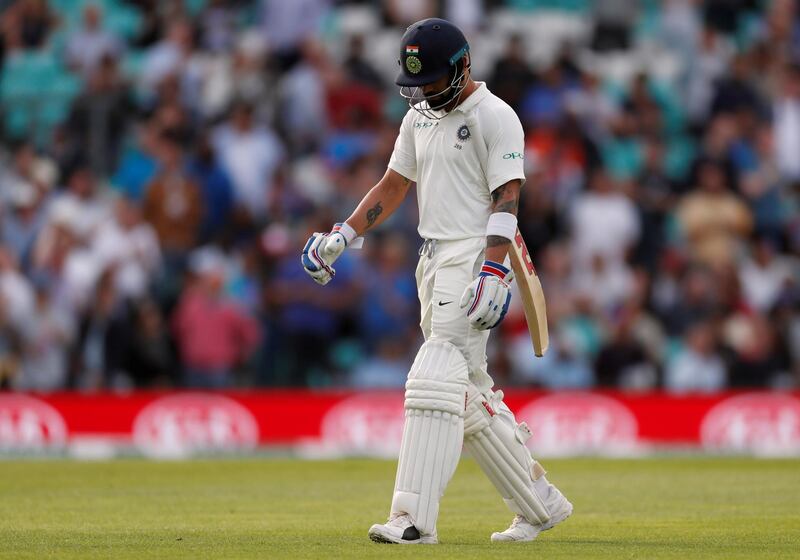 Cricket - England v India - Fifth Test - Kia Oval, London, Britain - September 10, 2018   India's Virat Kohli reacts after losing his wicket   Action Images via Reuters/Paul Childs