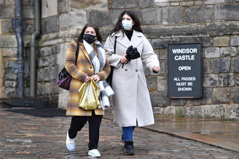 Visitors at Windsor Castle, the main residence of Britain's Queen Elizabeth. The queen tested positive for Covid-19 on February 20. AFP