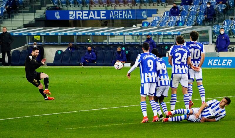 Barcelona's Lionel Messi takes a free-kick. Reuters