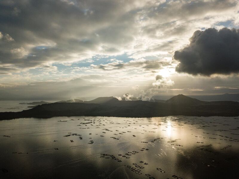 An aerial view shows the Taal volcano.  AFP