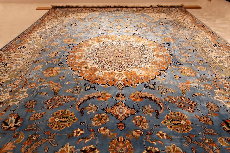 A handmade silk-on-silk Kashan design carpet priced at Dh43,000.