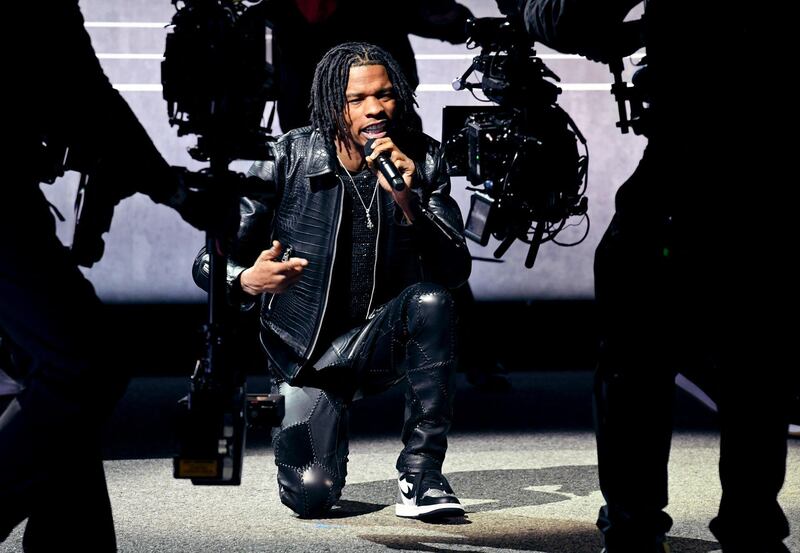 Lil Baby performs during the 63rd annual Grammy Awards Ceremony broadcast live from the Staples Center in Los Angeles. Getty Images