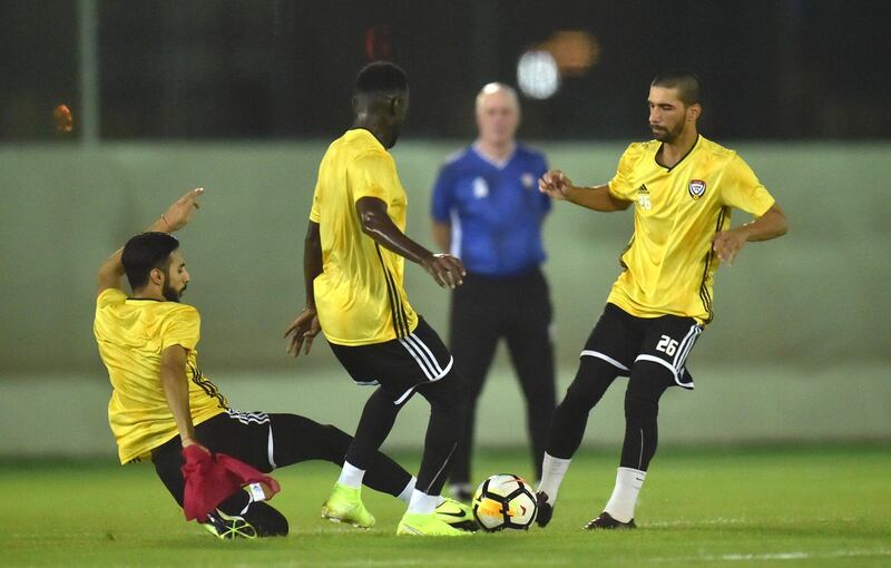 UAE training ahead of this week's WC qualifier against Indonesia.