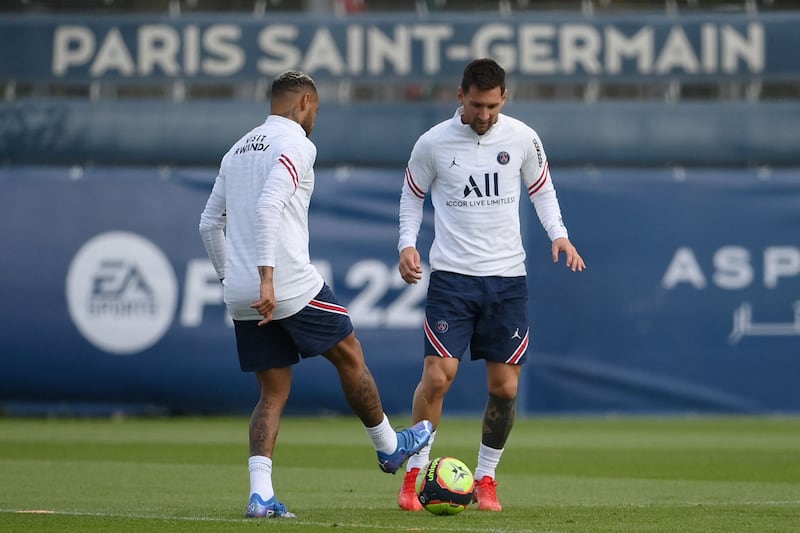 Paris Saint-Germain's Brazilian forward Neymar and Lionel Messi in action. AFP