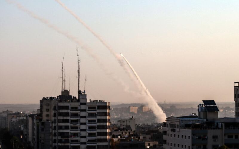 Palestinian rockets are being fired from Gaza city. AFP