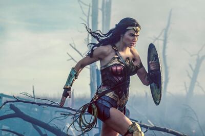 This image released by Warner Bros. Entertainment shows Gal Gadot in a scene from "Wonder Woman."  The Patty Jenkins-directed blockbuster received zero Oscar nominations Tuesday, Jan. 23, 2018, even in a year that was surprisingly friendly to big budget hits. (Clay Enos/Warner Bros. Entertainment via AP)