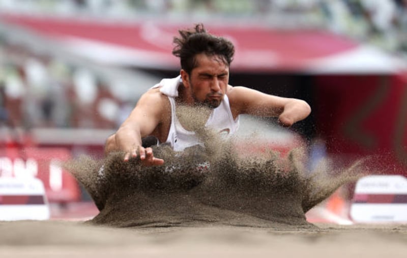 Hossain Rasouli competes in the men's long jump - T47 final. Getty