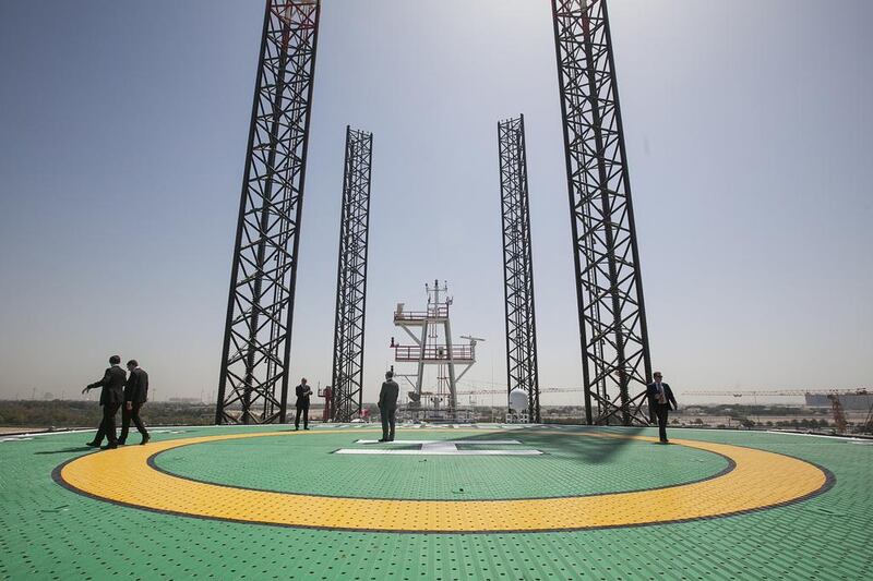 A helicopter pad on Gulf Marine Services' latest vessel Shamal 5601. Mona Al Marzooqi / The National