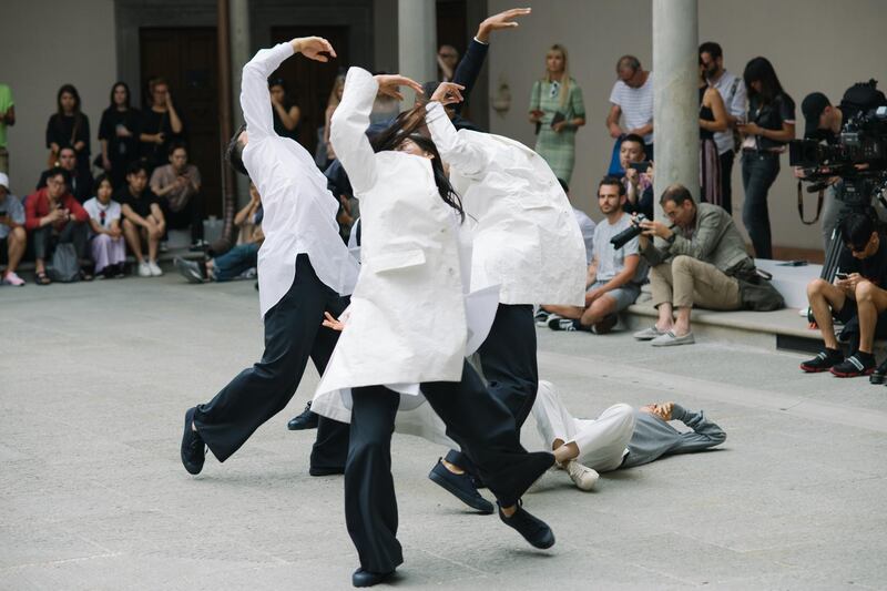 Dancers at the COS show Pitti Uomo 94