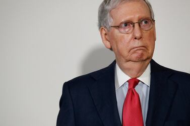Senate majority leader Mitch McConnell is set to bring a $1tn economic stimulus proposal from Republicans to the Senate this week. Republicans and Democrats disagree on many of its proposals, including the amount of support for cash-strapped states. AP Photo       