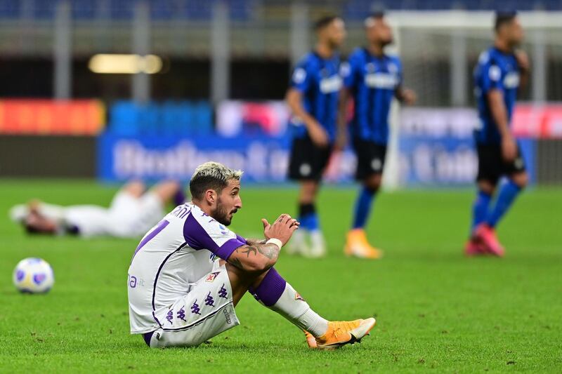 Dejected Fiorentina midfielder Gaetano Castrovilli after the match. AFP