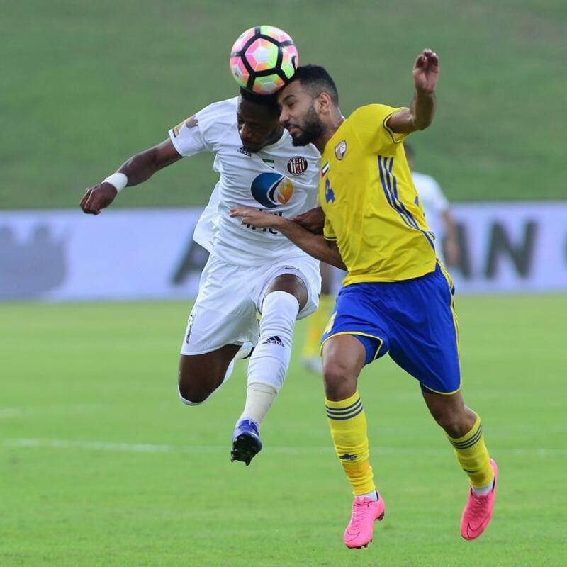Al Jazira, in white, defeated Al Dhafra in Group A of the Arabian Gulf Cup on Thursday, September 29, 2016. Courtesy Arshad Khan Aboobaker / Pro League Committee