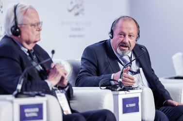 Andrei Fedorov,​ Chairman of the Fund for Political Research and Consulting speaks at the Beirut Institute Summit.  Victor Besa for The National 