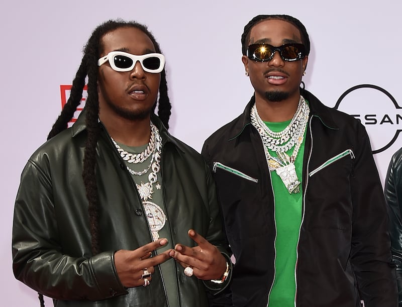 Takeoff, left, and Quavo, his uncle, who was with him when he died. AP Photo