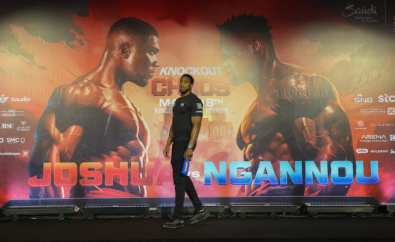 Anthony Joshua v Francis Ngannou is the headline fight at Knockout Chaos in Riyadh. Getty Images