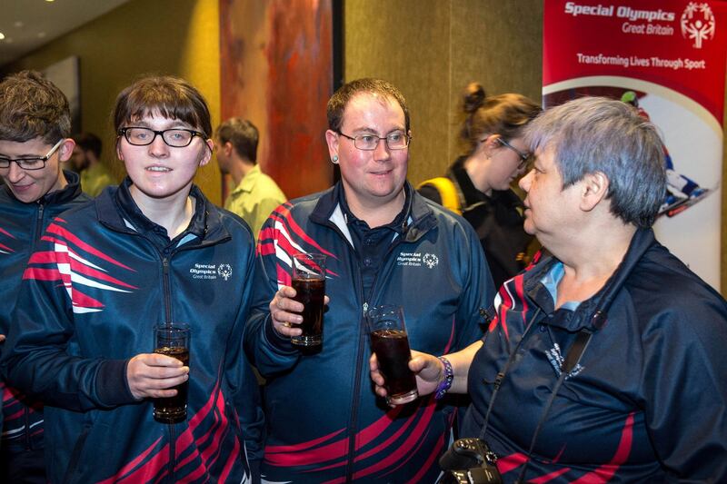 Image ©Licensed to i-Images Picture Agency. 07/03/2019. London, United Kingdom. Special Olympics World Summer Games Team SOGB Send-off Reception.

Competitors attend the Special Olympics World Summer Games Team SOGB Send-off Reception at the Holiday Inn hotel near London's High Street Kensington.

Picture by Pete Maclaine / i-Images