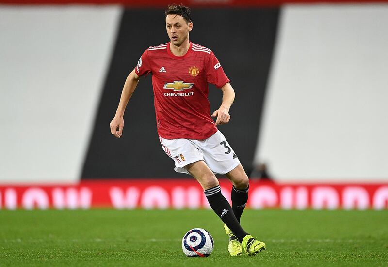 MANCHESTER, ENGLAND - FEBRUARY 21: Nemanja Matic of Manchester United in action during the Premier League match between Manchester United and Newcastle United at Old Trafford on February 21, 2021 in Manchester, England. Sporting stadiums around the UK remain under strict restrictions due to the Coronavirus Pandemic as Government social distancing laws prohibit fans inside venues resulting in games being played behind closed doors. (Photo by Stu Forster/Getty Images)