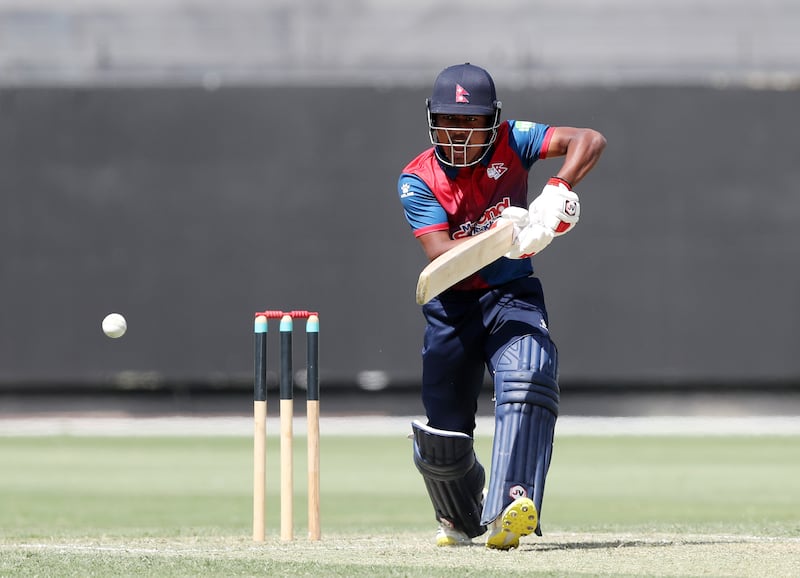 Nepal's Rohit Paudel bats. 