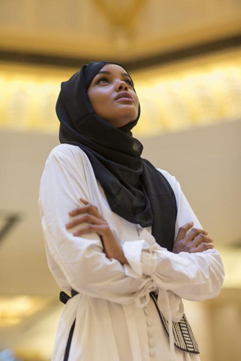 Halima Aden at The Emirates Palace Hotel. Courtesy Etihad Airways