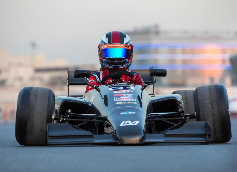 DUBAI, UNITED ARAB EMIRATES - Formula One-style go kart made by Linford Motorsports with Alex at Dubai Autodome.  Leslie Pableo for The National for Adam Workman story