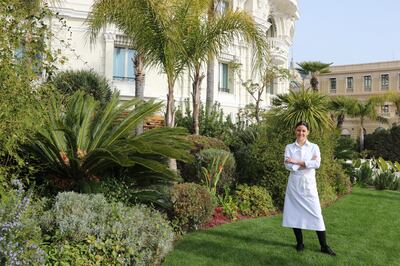 Yasmina Hayek in the gardens at the Hotel de Paris de Monte-Carlo. Photo: Em Sherif