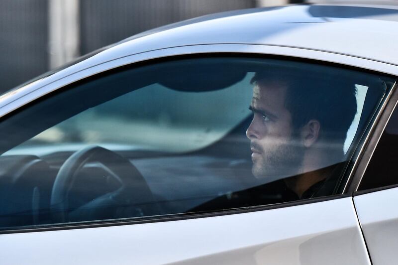 Bosnian midfielder Miralem Pjanic arrives in his car. AFP