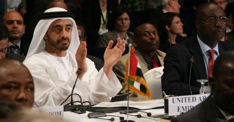 Sheikh Abdullah bin Zayed, the Minister of Foreign Affairs, reacts to the announcement.